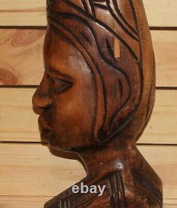Vintage African hand carving wood man head figurine