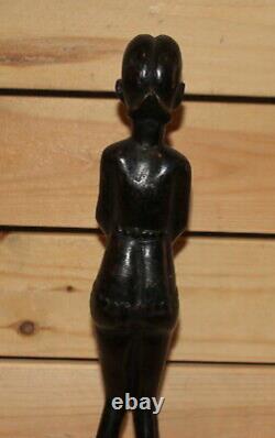 Vintage African hand carving wood nude woman figurine