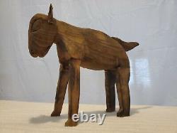 Vintage American Folk Art Carved Wood BISON/BUFFALO Sculpture 9X13X4 Unsigned