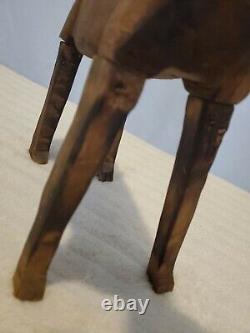 Vintage American Folk Art Carved Wood BISON/BUFFALO Sculpture 9X13X4 Unsigned