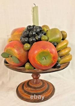 Vintage American Folk Art Lg. Carved Wood Fruit Sculpture Centerpiece c 1930-60s