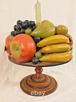 Vintage American Folk Art Lg. Carved Wood Fruit Sculpture Centerpiece c 1930-60s