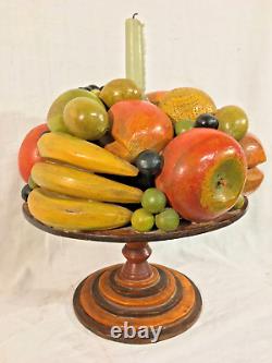 Vintage American Folk Art Lg. Carved Wood Fruit Sculpture Centerpiece c 1930-60s