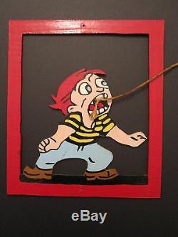 Vintage American Folk Art MID Century Cutout Carvings Original Paint Toothache