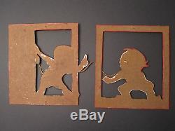 Vintage American Folk Art MID Century Cutout Carvings Original Paint Toothache