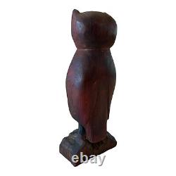Vintage Americana Hand Carved Wooden Folk Art Owl Decorative Statue