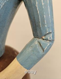 Vintage Antique Carved Wood Folk Art Woman Statue Figurine Damaged