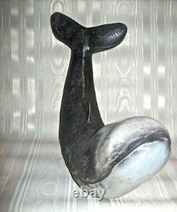 Vintage / Antique Folk Art Carved and Painted WOOD SCULPTURE of a Giant WHALE