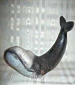 Vintage / Antique Folk Art Carved and Painted WOOD SCULPTURE of a Giant WHALE