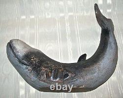 Vintage / Antique Folk Art Carved and Painted WOOD SCULPTURE of a Giant WHALE