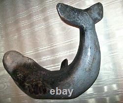 Vintage / Antique Folk Art Carved and Painted WOOD SCULPTURE of a Giant WHALE
