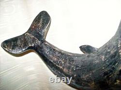 Vintage / Antique Folk Art Carved and Painted WOOD SCULPTURE of a Giant WHALE