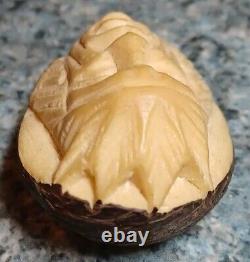 Vintage Antique Folk Art Hand Carved Tagua Nut Indian Chief Head Portrait Cameo