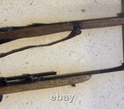 Vintage / Antique Pair Of Hand Carved Folk Art Framed Rifles Guns Sculpture