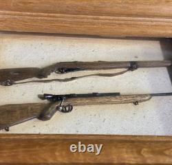 Vintage / Antique Pair Of Hand Carved Folk Art Framed Rifles Guns Sculpture