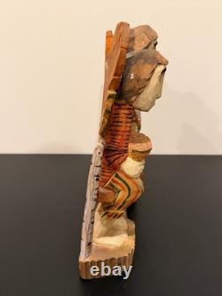 Vintage Anton Kaminski Folk Art Polychrome Wood Carving of Man Women & Children