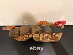 Vintage Anton Kaminski Folk Art Polychrome Wood Carving of Man Women & Children