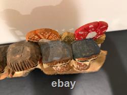 Vintage Anton Kaminski Folk Art Polychrome Wood Carving of Man Women & Children