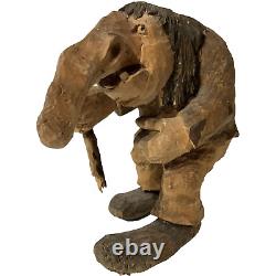 Vintage Asbjorn Raanaa Hand Carved Wood Troll Figurine Norwegian Folk Art RARE