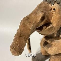 Vintage Asbjorn Raanaa Hand Carved Wood Troll Figurine Norwegian Folk Art RARE