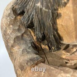 Vintage Asbjorn Raanaa Hand Carved Wood Troll Figurine Norwegian Folk Art RARE