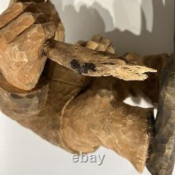 Vintage Asbjorn Raanaa Hand Carved Wood Troll Figurine Norwegian Folk Art RARE