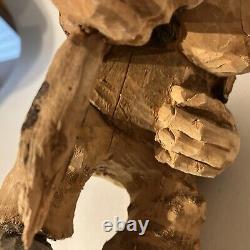 Vintage Asbjorn Raanaa Hand Carved Wood Troll Figurine Norwegian Folk Art RARE