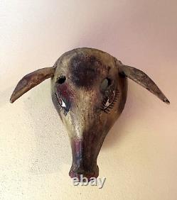 Vintage Balinese/Barong (ish) Large Hog/Pig Mask Hand Carved Wood folk art
