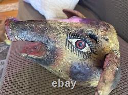 Vintage Balinese/Barong (ish) Large Hog/Pig Mask Hand Carved Wood folk art