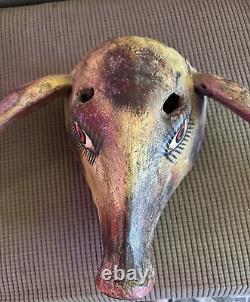 Vintage Balinese/Barong (ish) Large Hog/Pig Mask Hand Carved Wood folk art
