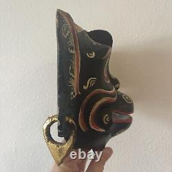 Vintage Balinese Hand Carved Painted Wooden Monkey Mask Folk Art Wall Decor RARE