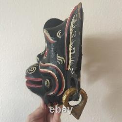 Vintage Balinese Hand Carved Painted Wooden Monkey Mask Folk Art Wall Decor RARE