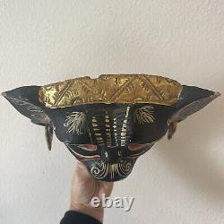 Vintage Balinese Hand Carved Painted Wooden Monkey Mask Folk Art Wall Decor RARE
