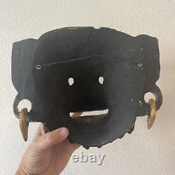 Vintage Balinese Hand Carved Painted Wooden Monkey Mask Folk Art Wall Decor RARE