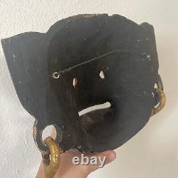 Vintage Balinese Hand Carved Painted Wooden Monkey Mask Folk Art Wall Decor RARE