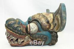 Vintage Balinese Mask Barong Macan Hand Carved wood Bali FOLK ART Indonesian