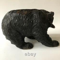 Vintage Bear Japanese Ainu Hand Carved Wood Folk Art Salmon Fish Sculpture 10