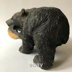 Vintage Bear Japanese Ainu Hand Carved Wood Folk Art Salmon Fish Sculpture 10