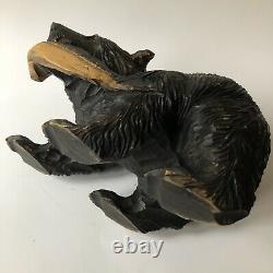 Vintage Bear Japanese Ainu Hand Carved Wood Folk Art Salmon Fish Sculpture 10