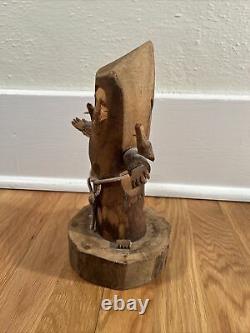 Vintage Ben Ortega Carved Wooden Sculpture Figurine of St Francis Large 10 Inch
