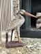 Vintage Blue Heron Hand-carved Wood Bird Decoy Folk Art Large Sculpture Rare