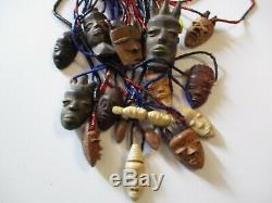 Vintage Bone Carvings African Africa Folk Art Tribal Mask Sculpture Face Head