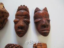 Vintage Bone Carvings African Africa Folk Art Tribal Mask Sculpture Face Head