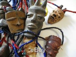 Vintage Bone Carvings African Africa Folk Art Tribal Mask Sculpture Face Head