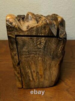 Vintage Buckeye Burl Wood Hand Carved Puzzle Box by Richard Rothbard, Signed
