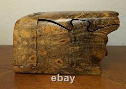 Vintage Buckeye Burl Wood Hand Carved Puzzle Box by Richard Rothbard, Signed