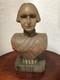 Vintage Bust Of George Washington Americana Folk Art Carved Polychrome Wood 15