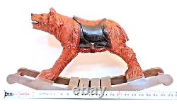 Vintage CARVED WOODEN German Black FOREST BEAR Rocker Rocking FOLK ART 23x13