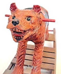 Vintage CARVED WOODEN German Black FOREST BEAR Rocker Rocking FOLK ART 23x13