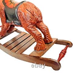 Vintage CARVED WOODEN German Black FOREST BEAR Rocker Rocking FOLK ART 23x13